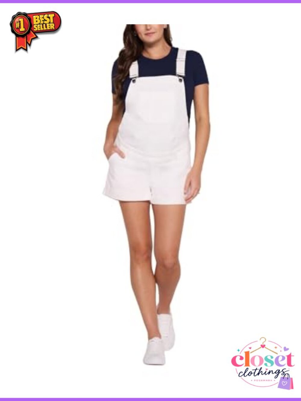Maternity Denim Short Overalls Romper Adjustable Straps Pockets
